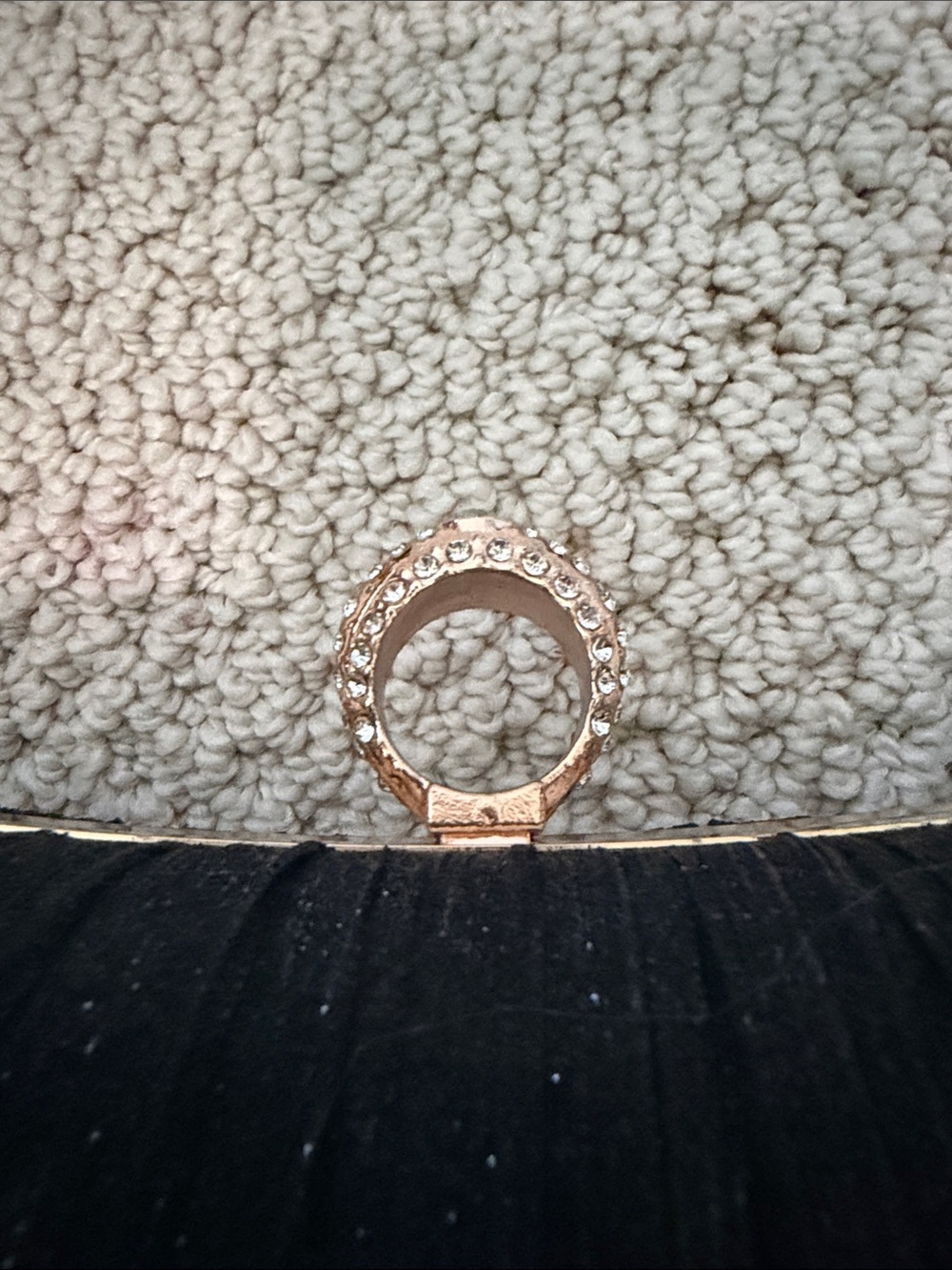 Elegant Black Evening Clutch with Rhinestone Ring - Picture 2 of 5